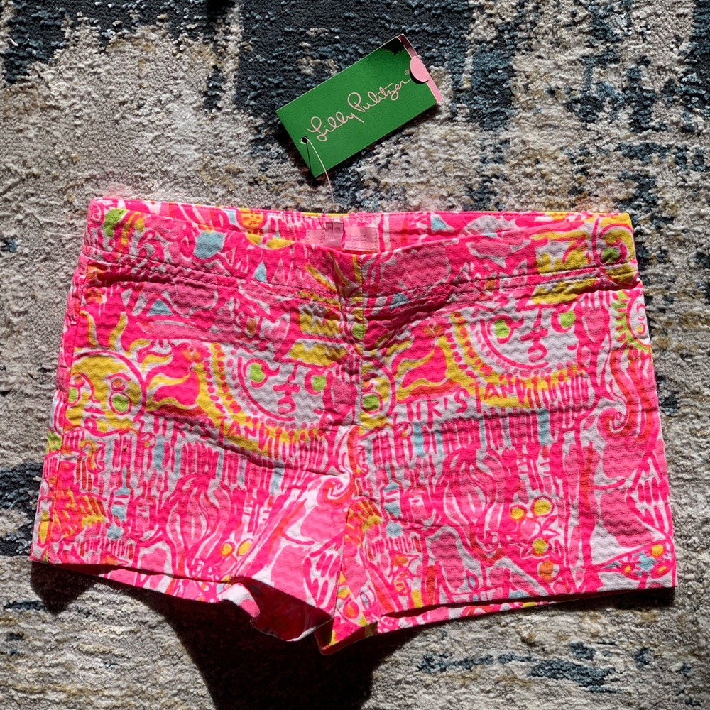 NWT Girls Lilly Pulitzer Little Liza Shorts Pink Pout Kinis in the Keys (size 7)
